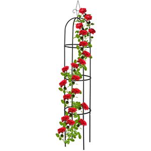Relaxdays Rankgitter 10041762, schwarz, freistehend, aus Metall, Obelisk, 41 x 200 cm