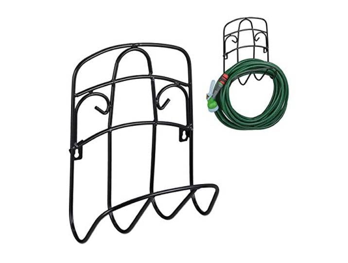 Relaxdays Support Tuyau d’arrosage\, Montage Mural\, pour 38 m & 5/8\ \, Enrouleur\, dévidoir\, métal\, pour Le Jardin\, Noir