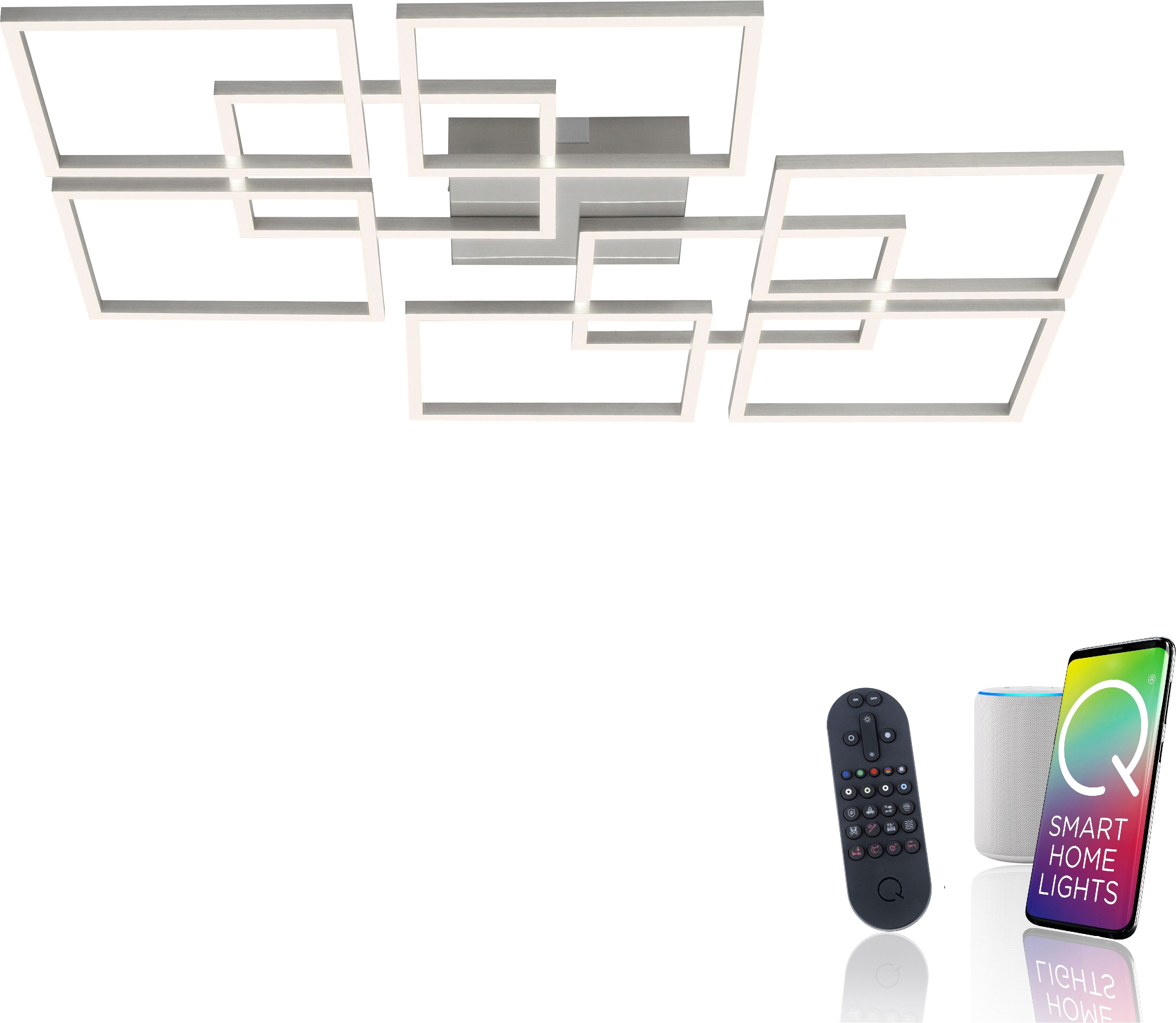 LED Deckenleuchte "Q-INIGO", weiß (stahlfarben), 8, 1 Stk., NEUHAUS Q SMART HOME LIGHTS, Leuchten, LED Deckenleuchte