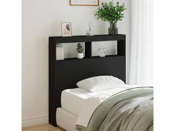Armoire Tête de Lit avec LED Tête de Lit avec Compartiment Meuble de Rangement Chambre à Coucher Accessoire de 839183