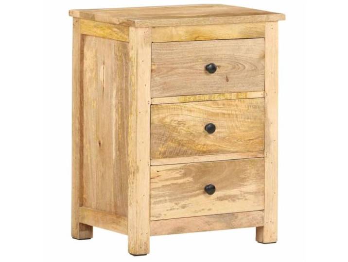 HEFZGDB Massivholz Nachttisch Mango 45x35x60 cm mit 3 Schubladen Rustikaler Beistelltisch Langlebiges Tropenholz Unikat Telefontisch Aufbewahrung