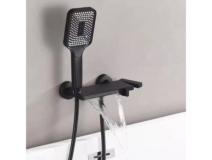 Ensemble de douche pliable pour baignoire, chaud et froid, gris, noir, chrome, laiton blanc