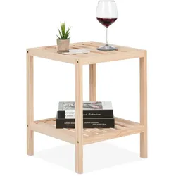 Relaxdays Beistelltisch aus Holz Hellbraun