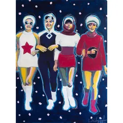 Leinwanddruck Space Girls | Hélène Lindqvist | 3 Größen wählbar | Büro Wandgestaltung