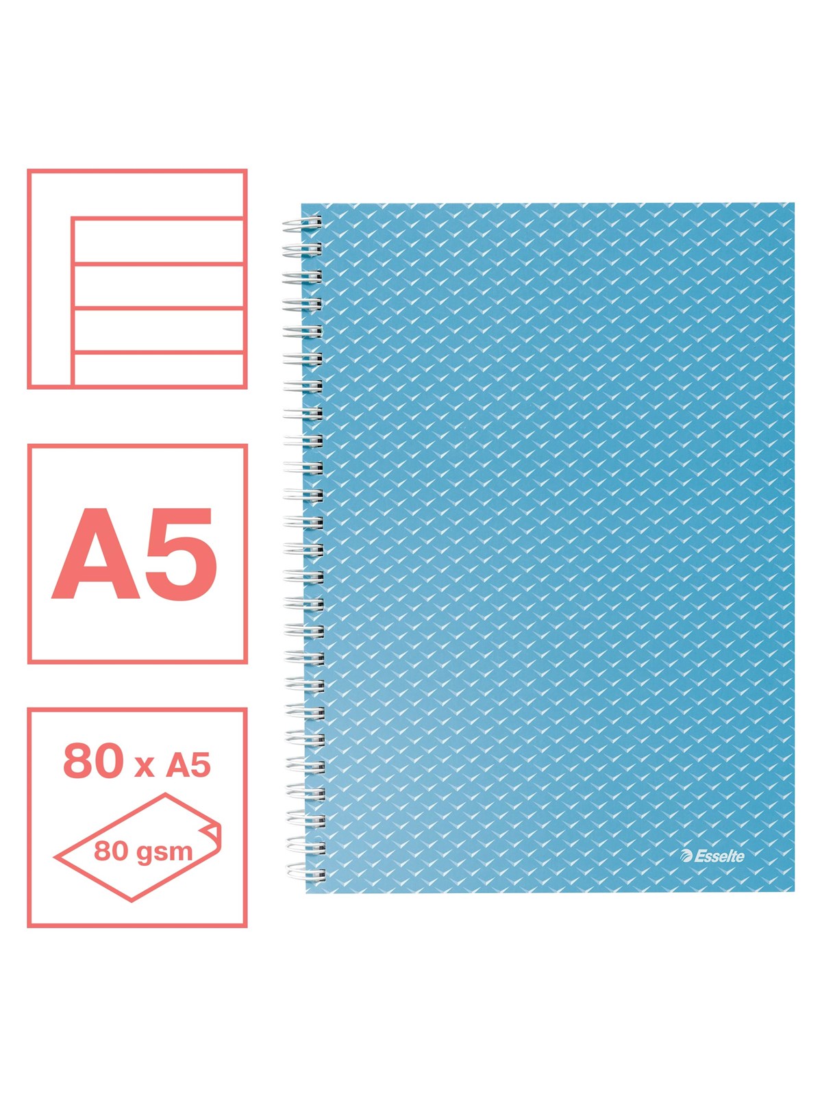 Esselte Colour'Breeze A5 Collegeblock liniert, Spiralbindung Blau