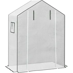 OKWISH Gewächshaus Ersatzfolie mit UV Schutz Rolltür Seitenfenster Weiß 140x73x190 cm verstärkte 135 GSM PE Folie gesäumt mit Spannringen