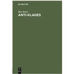 Bense:Anti-Klages, Fachbücher von Max Bense