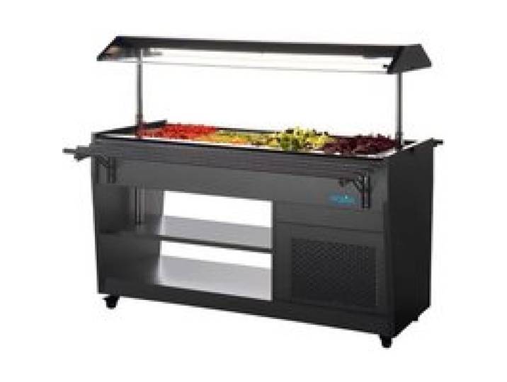 Buffet réfrigéré roulant 4 x GN 1/1 en acier noir 175 W 220 V - MONO