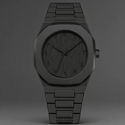 Multicon Wholesale Hub Simple Black Quartz Watch For Men, New Fashionable Casual Arabic Digital Watch With Drip Oil Strap stripe Black
