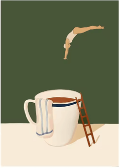 Inspire Picks Coffee Diver Canvas Wall Art Trendy Coffee Lover Kitchen Poster Print 2 50x70cm Unframed