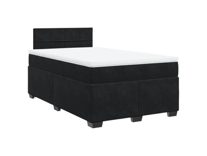 PUGYNBK Boxspringbett aus schwarzem Samt, 120 x 190 cm Mit Taschenfederkernmatratze, atmungsaktiver Matratzenschoner, Lattenrost