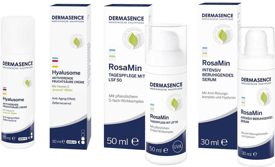 Dermasence Hyalusome Aktiv.Fruchts.creme & RosaMin Pflege+Serum 1Pck