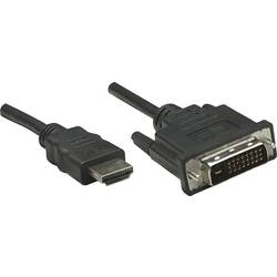 Manhattan DVI / HDMI Adapterkabel DVI-D 24+1pol. Stecker, HDMI-A Stecker 3.00 m Schwarz 372510 vergoldete Steckkontakte, UL-zertifiziert DVI-Kabel