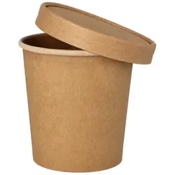 500 Suppenbecher + Deckel To Go, Pappe `pure`, 470 ml, braun