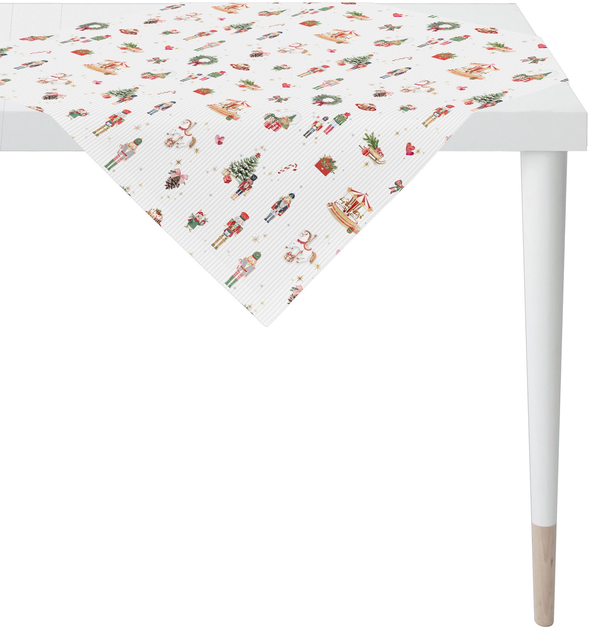 Mitteldecke APELT "8100", bunt (weiß, rot, grün), B:100cm L:100cm, Baumwollmischung, Tischdecken, Mitteldecke, in verschiedenen Grössen erhältlich weiß, rot, grün B/L: 100cm x 100cm, quadratisch