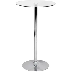 KADIMA DESIGN Stehtisch 60x60x105 cm Rund Bartisch Sicherheitsglas Bistrotisch Silber, Moderner Tisch für Bar, Design Partytisch Metall, Hochtisch Messetisch