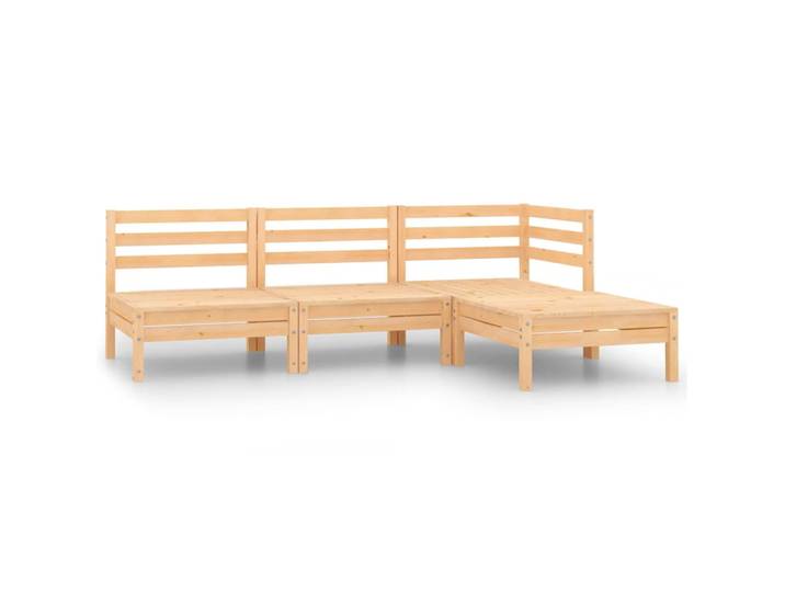 vidaXL Garten-Lounge-Set 4-Tlg. Massivholz Kiefer, Braun, Holz, Rechteckig, Gartenmöbel, Gartengarnituren, Gartenmöbel-Sets