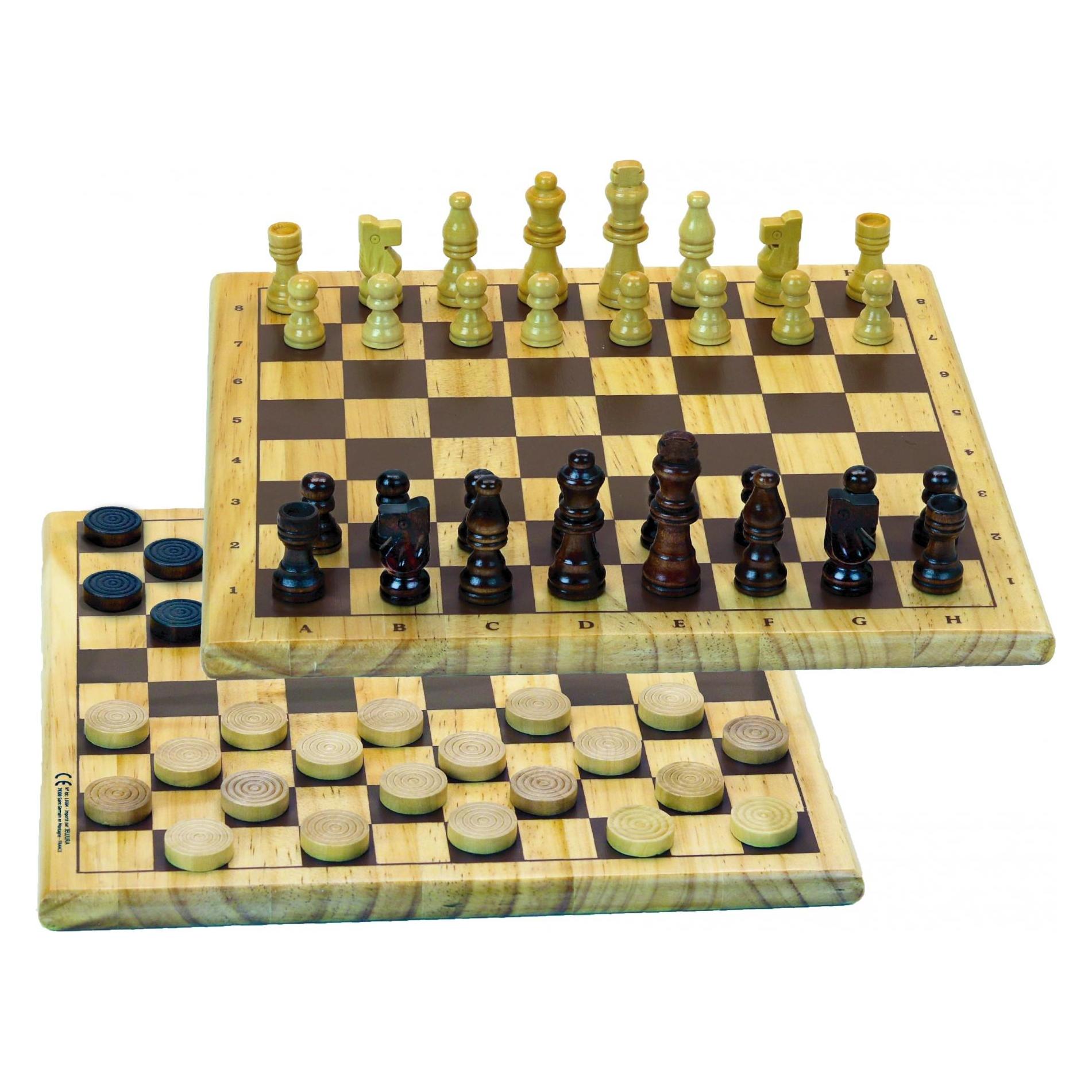 Jeujura Dame + Hölzernes Schach (66430)