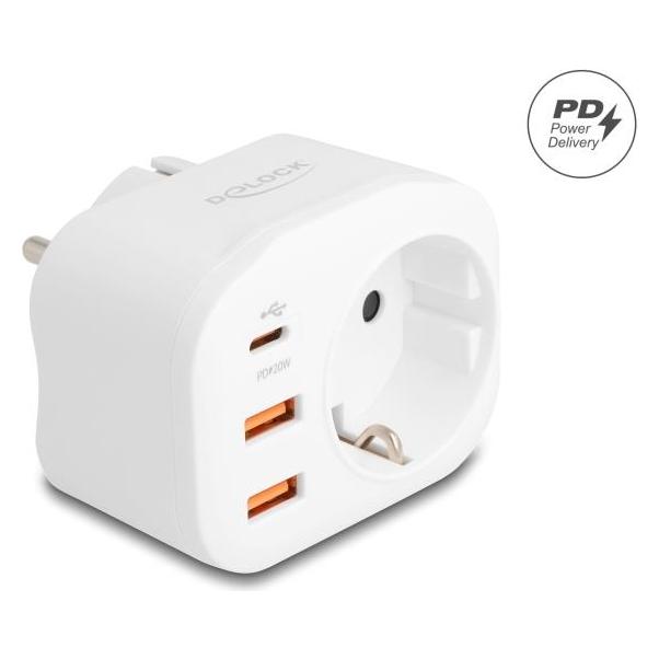 Delock Schutzkontakt-Steckdose mit Kindersicherung und USB P (11498)