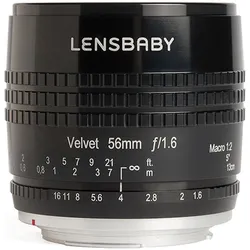 Lensbaby Velvet 56mm, f/1.6 für Nikon (Nikon F, Vollformat), Objektiv, Schwarz