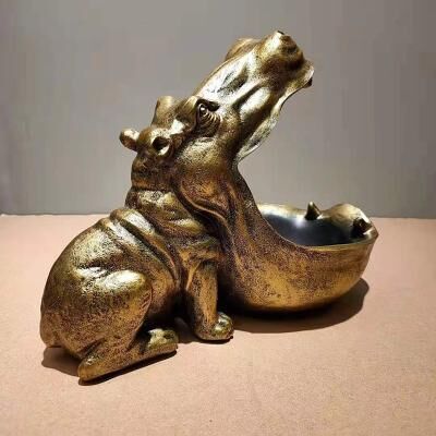 LightInthebox Halloween Home Decor,Resin Hippo Candy Bowl Statue, Funny Hippopotamus Catchall Tray for Candy, Keys, Snacks and Jewelry, Decorative Bowl for Entryway, Coffee Table, Living Room