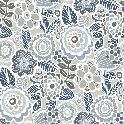 A-Street Prints Lucy Grey Floral Wallpaper