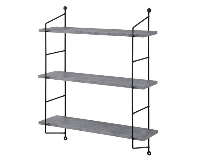 [en.casa] Wandregal Ösel, Grau, Metall, 3 Fächer, 48x63.5x15 cm, Wohnzimmer, Regal, Wandregal