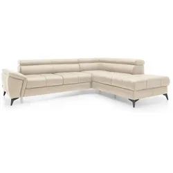 Ecksofa Mocca Leder Beige