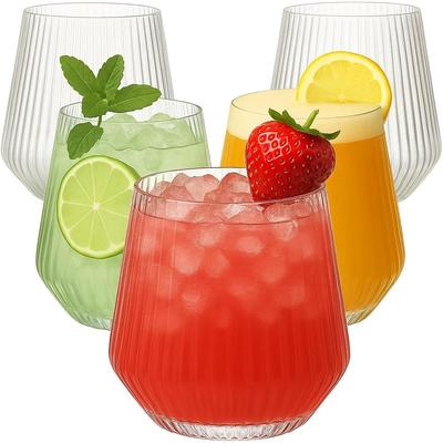 The Handy Homestead Plastic Ribbed Wine Glasses For Parties And Outdoor Entertaining clear