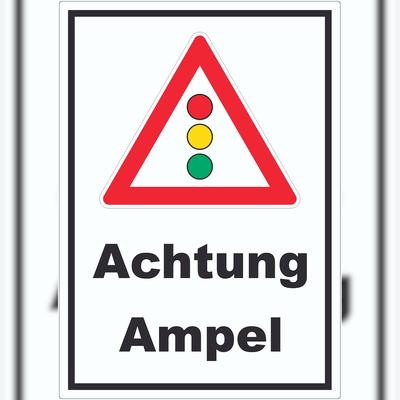 HB-Druck Aufkleber Achtung Ampel A9 (37x52mm)