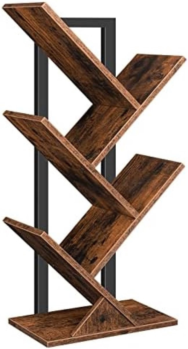 Allecto Plus Boomvormige Boekenplank Rustiek Bruin - Vrijstaande Ladderboekenplank Hoogte: 71 cm