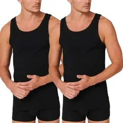 Schiesser 2P 95-5 Organic Cotton Athletic Shirt Schwarz Ökologische Baumwolle 3XL Herren