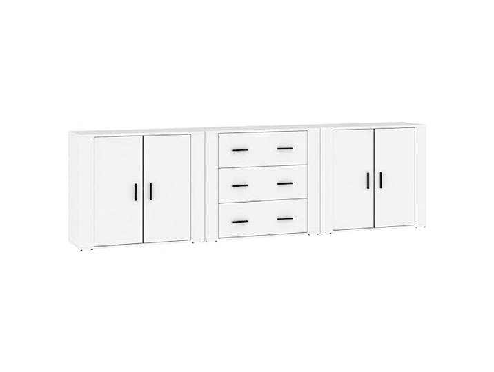Fisinber Sideboard 3er Set Weiß 80x33x70cm Holzwerkstoff Kommode Schrank Vielseitige Aufbewahrungslösung für Wohnzimmer und Flur mit stabiler Oberplatte zur Präsentation persönlicher Dekoration.