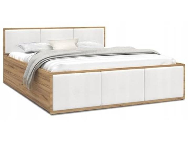 roe furniture Polsterbett 160x200cm Doppelbett mit Kopfteil, Lattenrost, Modernes Bett ohne Matratze, Weiß-Kraft