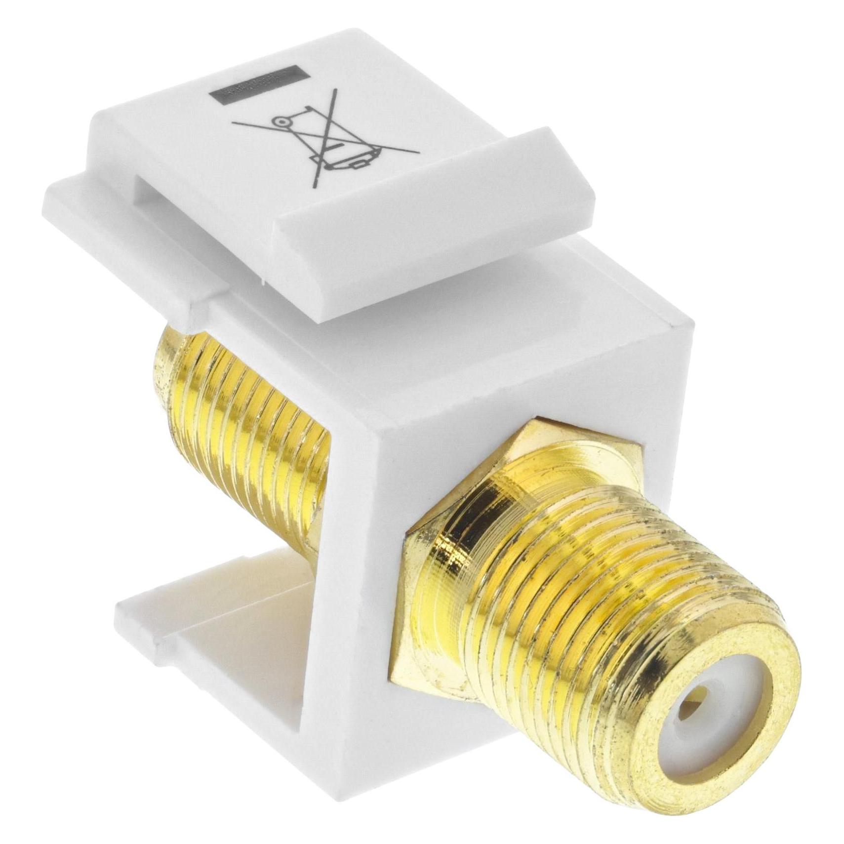 InLine Keystone Einbauadapter, Verbindungskupplung für Sat-Kabel, 2x F-Buchsen, weiss (Keystone Modul) (76202H)