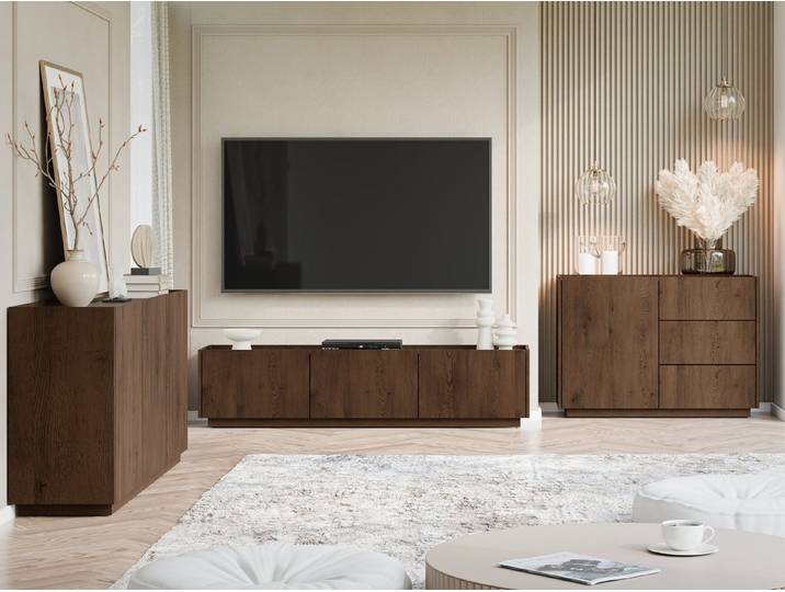 MIRJAN24 Wohnzimmer-Set Mirtu I, (3er-Set, TV-Lowboard, 2x Kommode), geräumige Einlegeboden