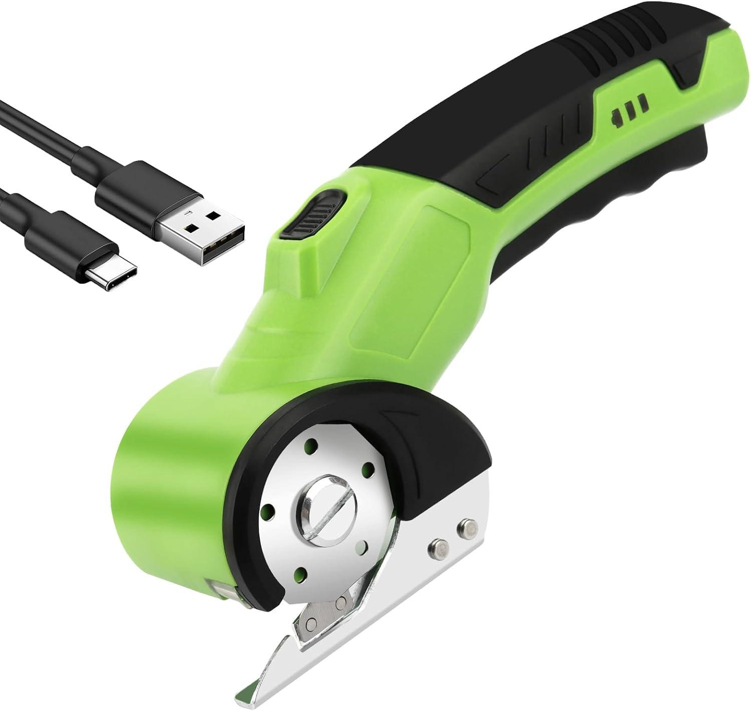 Minicee Elektrische Kartonensnijder – Draadloze Accu-aangedreven Roterende Schaar – Geel