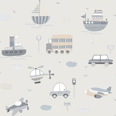 Galerie Wallcoverings Tiny Tots 2 Transportation Non-woven Matte Wallpaper Roll