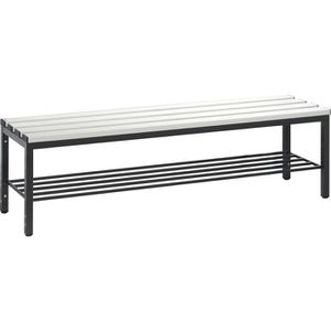 CP-Möbel Umkleidebank 8051-010, Sitzfläche Kunststoff, 150 cm, mit Schuhrost, lichtgrau / anthrazit