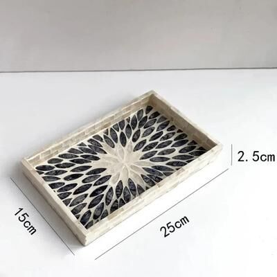 Uplift Picks OceanGlow Rectangular Shell Tray Colorful Decorative Storage Board a