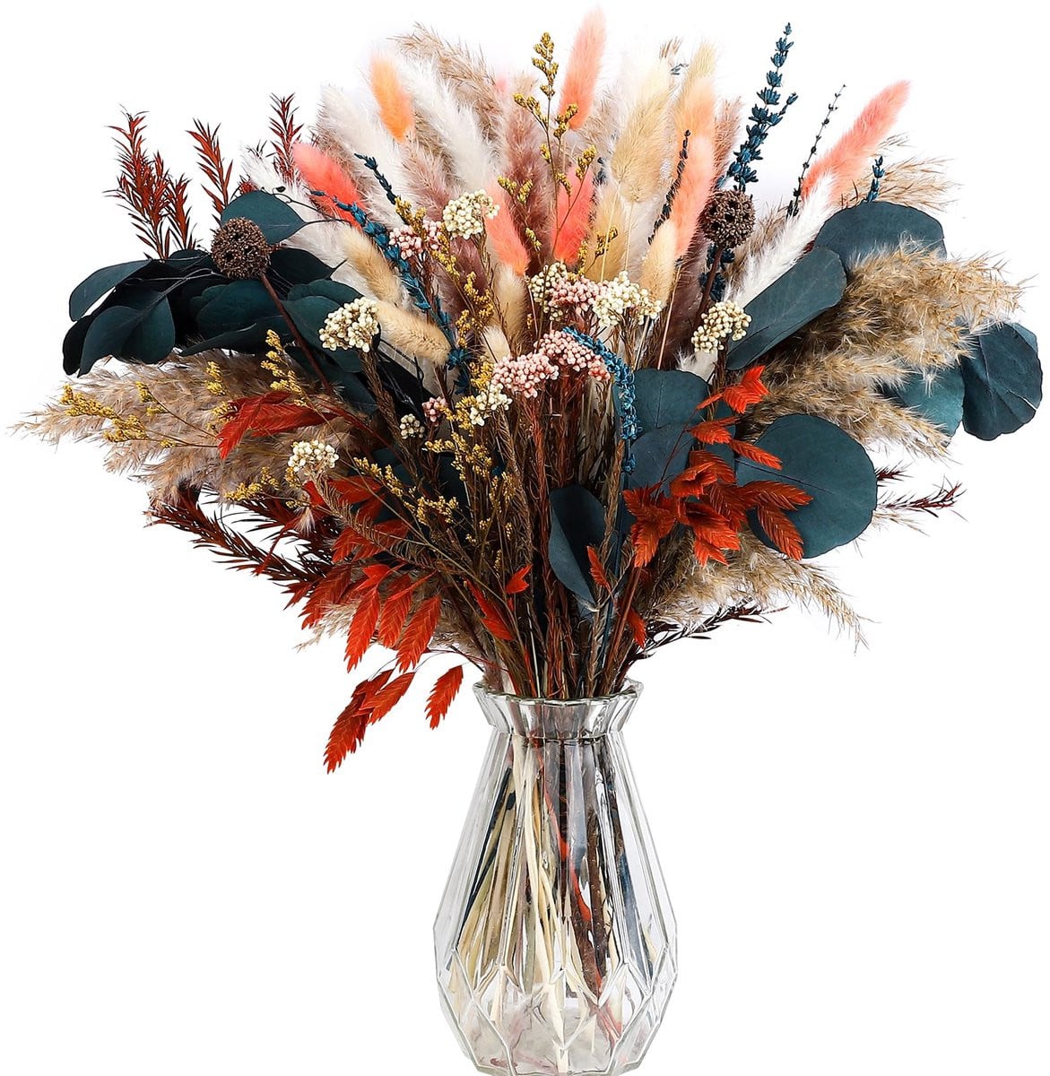 SnelShoppen Natuurlijk gedroogd pampasgras boeket met gedroogde bloemen voor boho-decoratie