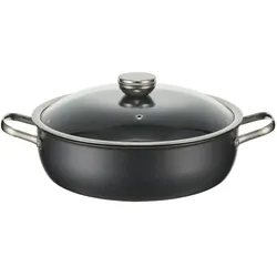 Meisterkoch Servierpfanne  LOTUS ¦ schwarz ¦ Carbonstahl ¦ Maße (cm): H: 8  Ø: 28.0