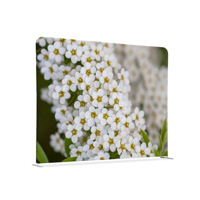 SHOWDOWN Displays Showdown Textil Raumteiler Basic - 150-150 Doppel Weiße Blume - Silberner Rahmen