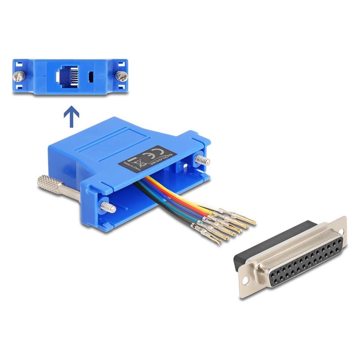 Delock 67100 - D-Sub 25 Pin Buchse zu RJ12 Buchse Montagesatz blau (0.06 m) (67100)