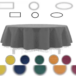 EXKLUSIV HEIMTEXTIL Gartentischdecke mit Fransen Tischdecke rund oval eckig Classic 140x180 cm oval dunkelgrau