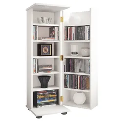 VCM Holz CD DVD Stand Regal   platzsparender CD Schrank mit abschließbarer Holztür für 300 CDs oder 130 DVDs oder 72-Videos   Maße: H. 93 x B. 31 x T. 31 cm   10 variable Einlegeböden – Engalo L