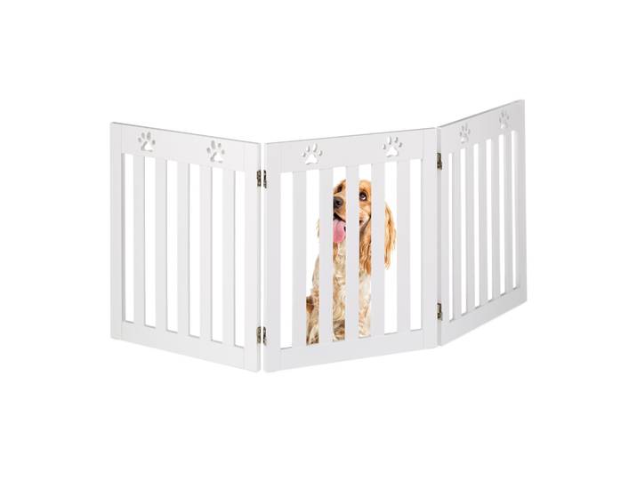Hundeabsperrgitter Pfoten 3tlg. Weiss