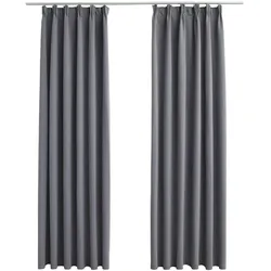 vidaXL Verdunkelungsvorhänge mit Haken 2 Stk. Grau 140x245cm
