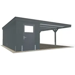 Carport 6 x 6m mit innenliegendem Geräteraum in Anthrazit