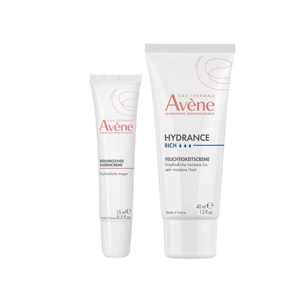 Avène Beruhigende Augencreme + Hydrance reichhaltige Feuchtigkeitscreme Set 1 St